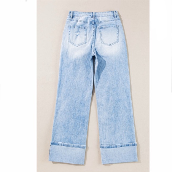 Beau Blue Light Wash Distressed Flare Jeans - Picture 6 of 13